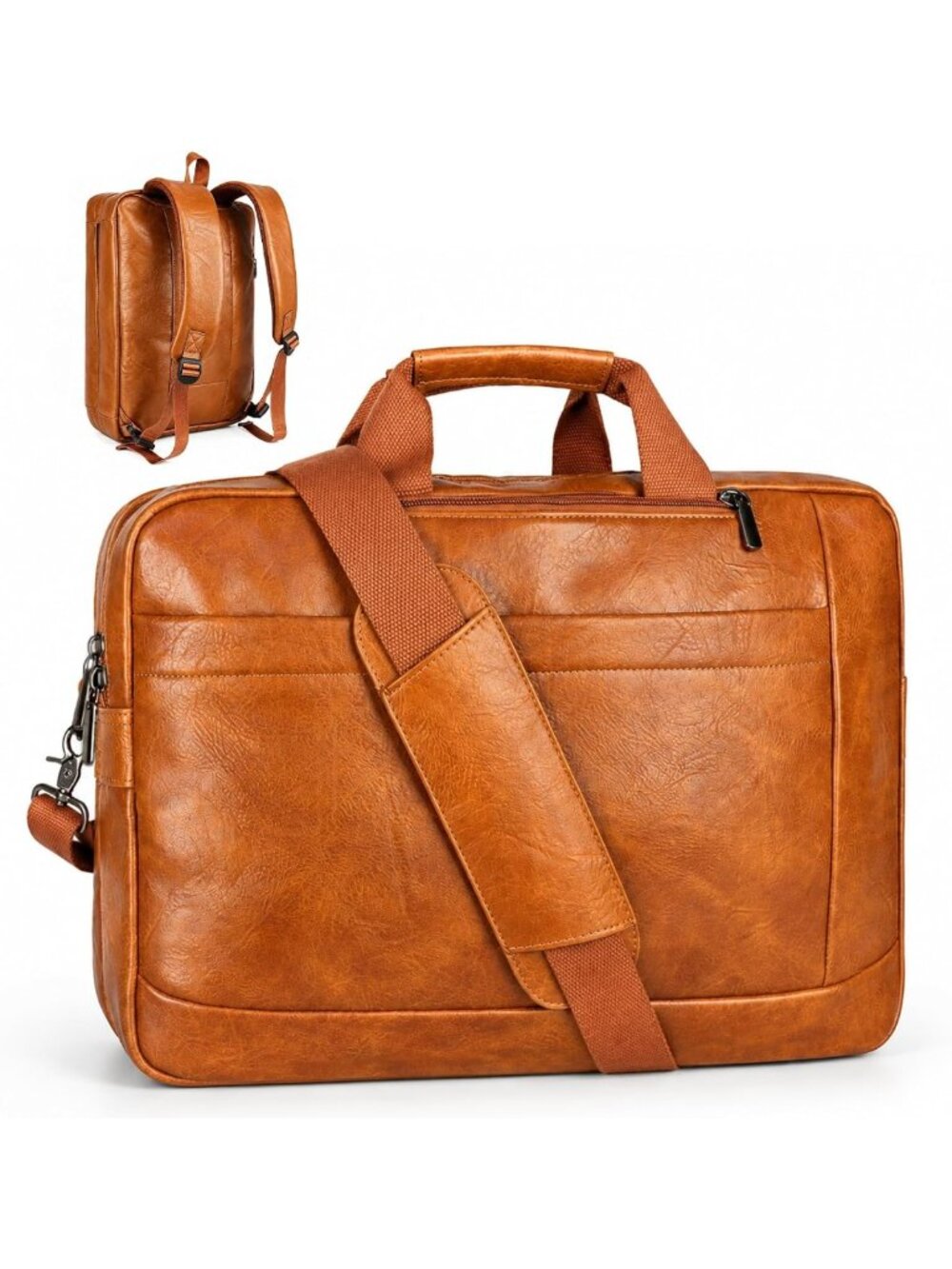 Stylish Faux Leather Messenger Bag for Men | 3-in-1 Laptop Briefcase & Backpack